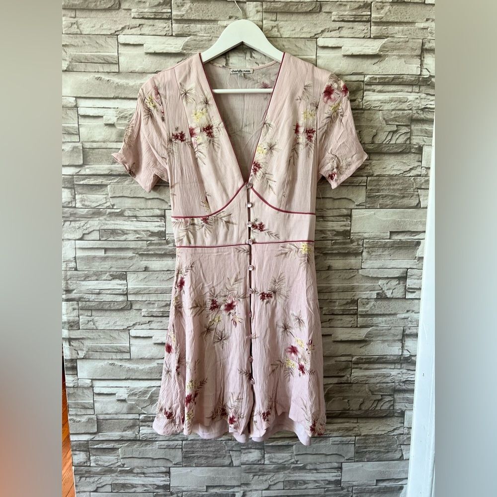 Charlotte Russe Y2K Floral Baby Doll Pink Cottage Core Raglan Sleeve M
